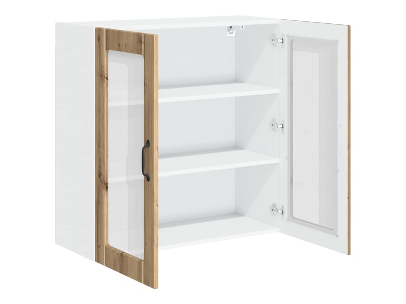 Meuble mural de cuisine, cabinet en verre mural chêne artisanal 80x31x80cm shl9572 - Conforama E