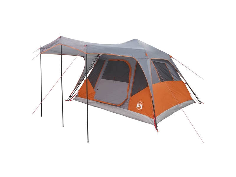 Tente de camping, tente familiale gris et orange 6 personnes polyester et acier - Conforama C