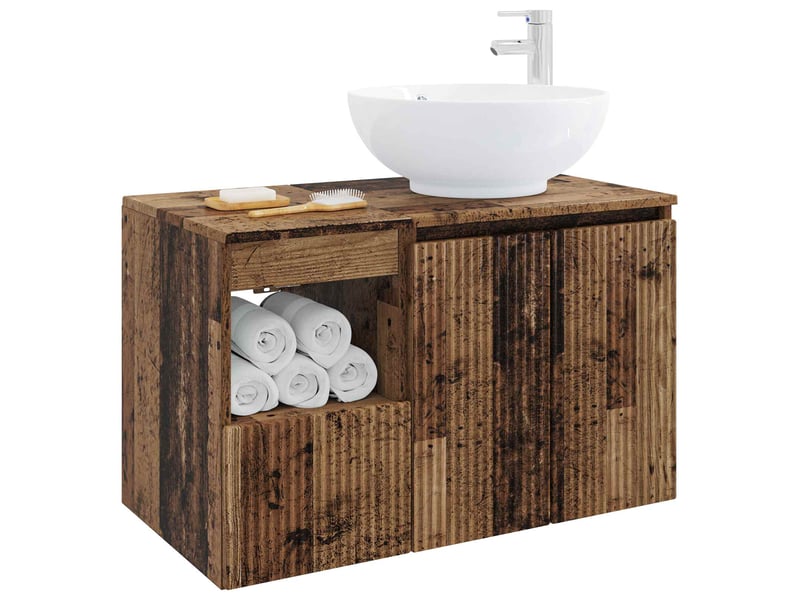 Ensemble de mobilier de salle de bain 2 pc bois ancien cf64038 - Conforama C