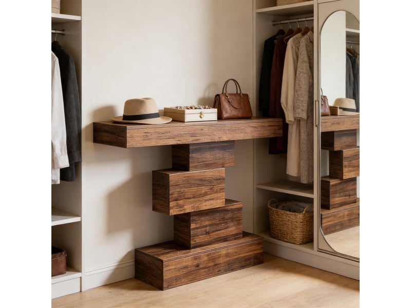  Console géométrique en panneau de particules e1 – marron foncé – 108 x 30 x 80 cm  - Conforama C