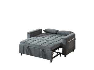 Canapé droit convertible <strong>WISHDOR</strong> <strong></strong> 2 places Tissu gris avec coffre de rangement