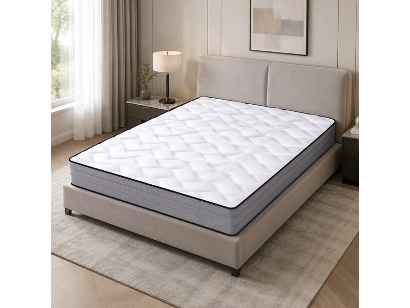  Matelas à ressorts ensachés 140x200 cm en mousse et ressorts 7 zones h3 20 cm blanc et gris chicfurn  - Conforama D