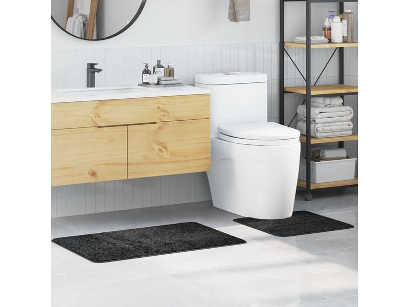  Ensemble de tapis de bain antidérapants 2 pc gris foncé pp cf64743  - Conforama B