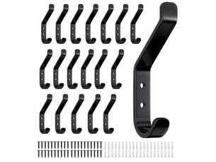 Lot de 20 patères à visser pour panneaux acoustiques, chambre, salon, salle bain, murales penderie, vestes, chapeaux, métal, noir, 10 cm noir pièces