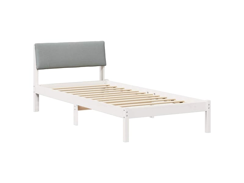  Lit simple- lit adulte -  cadre de lit avec tête de lit blanc et gris clair 100 x 200 cm  - Conforama A