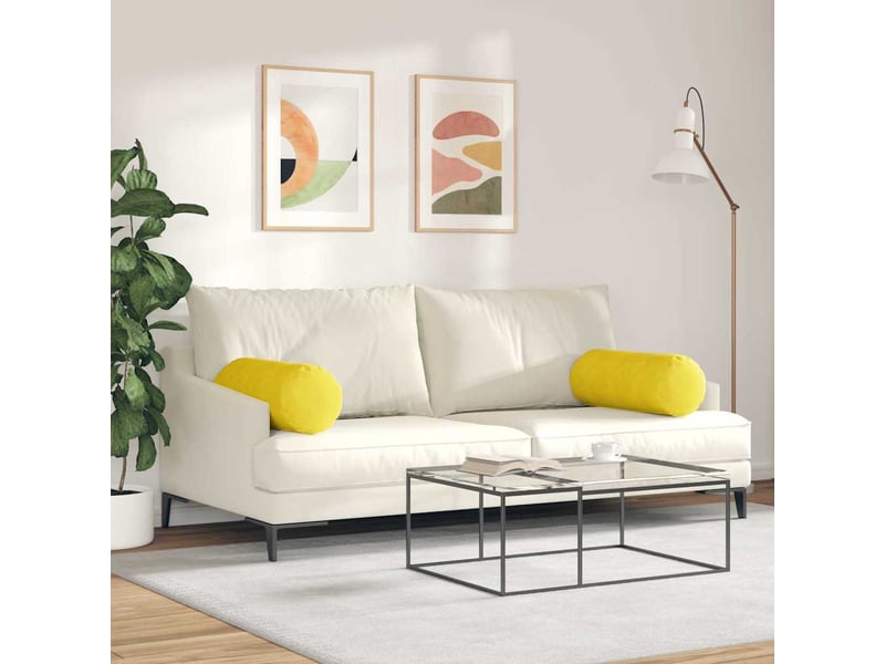  Lot de 2 coussins d'accent, coussins décoratifs, coussins lombaires jaune ø 25 x 70 cm cf56742  - Conforama D