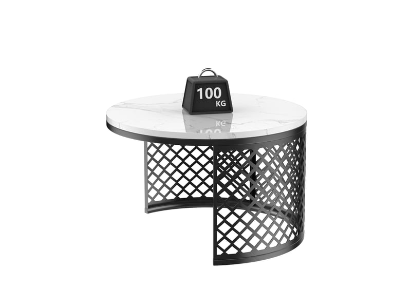  Table basse gigogne 2 pièces ronde blanche avec coussin amovible evryae  - Conforama E