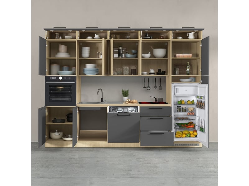  Cuisine complète linéaire moderne avec évier luna 300x232 - anthracite  - Conforama D