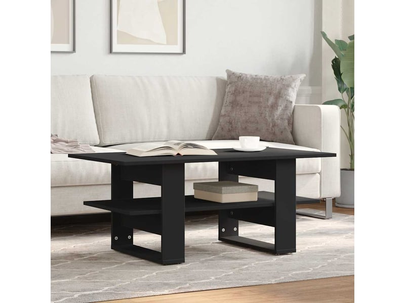  Table basse rectangulaire | table de salon noir 102x55x42 cm bois d'ingénierie shl6730  - Conforama B
