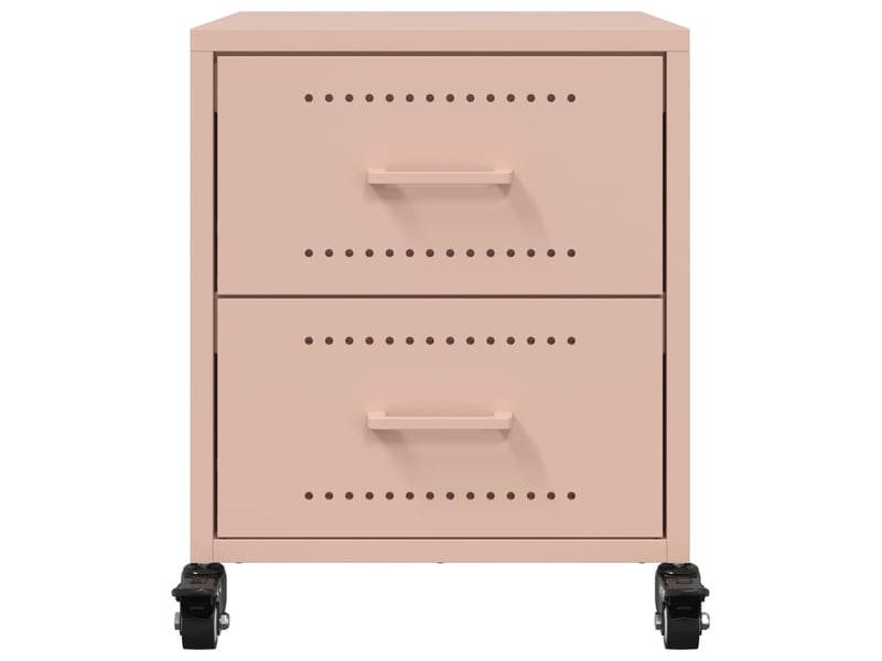  Vidaxl 2 tables de chevet rose acier 2 tiroirs table de nuit 36x39x43,5cm chambre coucher  - Conforama D