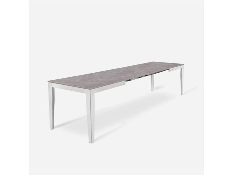  Table extensible en mélaminé avec piètement blanc 130290x80 moon - anthracite  - Conforama C