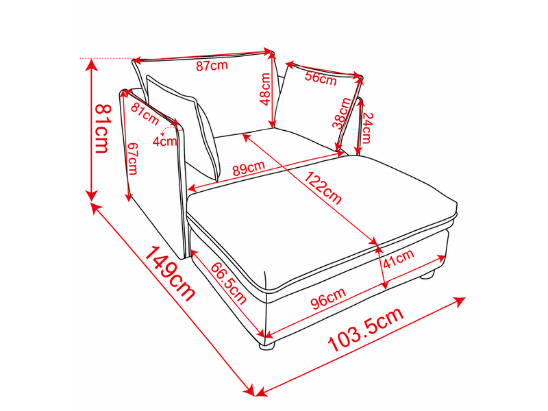  Canapé 1 place minimaliste en tissu avec pouf de rangement pour petits espaces  - Conforama C