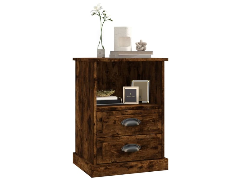  Lot de 2 tables de chevet - cabinet de chevet - table de nuit chêne fumé 43x36x60 cm  - Conforama C
