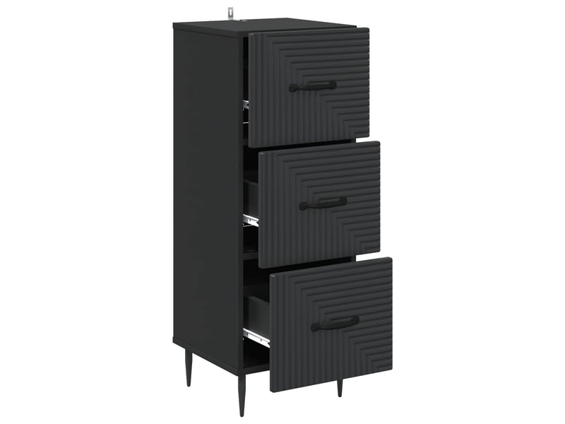  Armoire de rangement bureau, armoire à tiroirs noir 33 x 34,5 x 89,5 cm bois d'ingénierie  - Conforama E