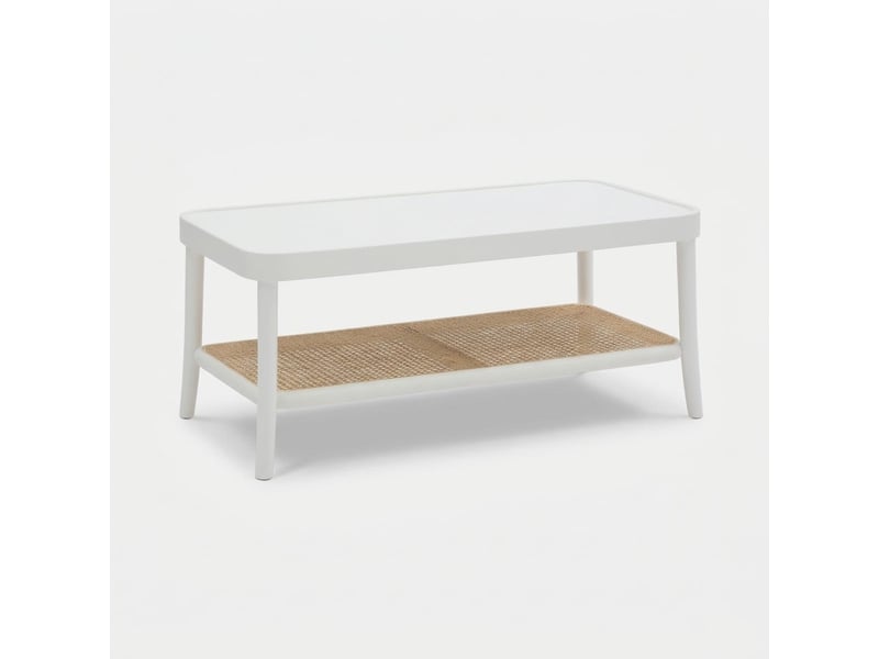  Table basse rectangulaire en bois avec étagère thomas - blanc  - Conforama A