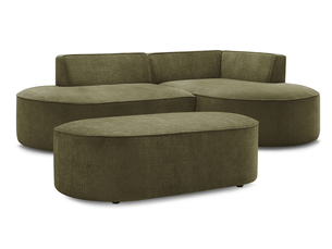 Canapé d'angle droit fixe BOBOCHIC ROUSSEAU 5 places Tissu Vert