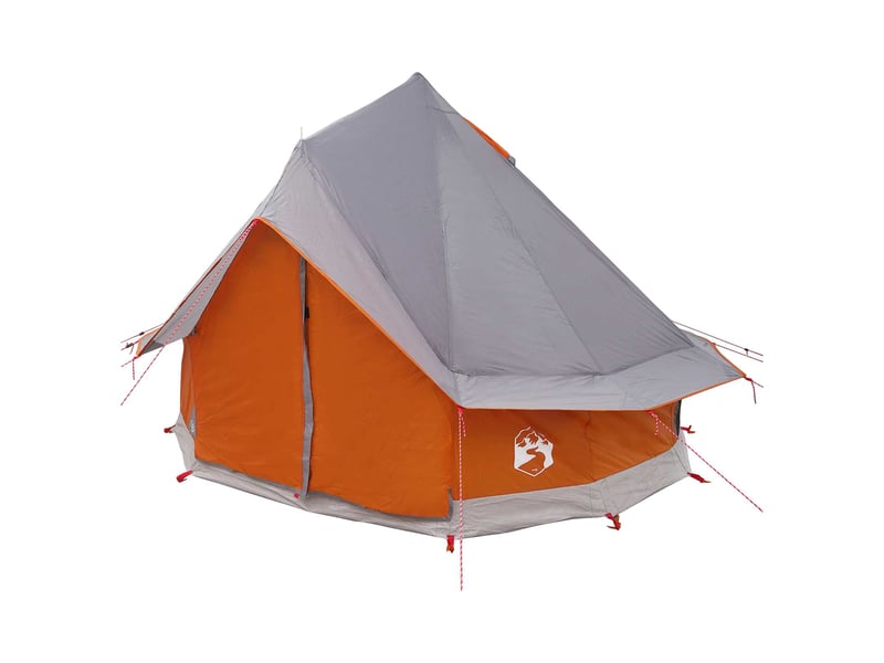  Tente tipi, tente de camping 4 personne gris et orange polyester et acier  - Conforama C