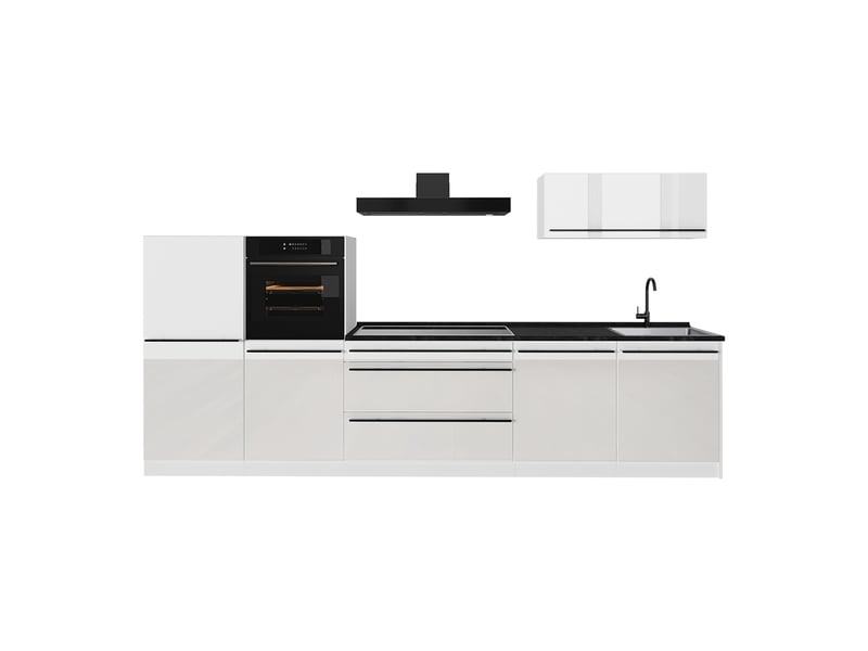  Vicco cuisine, blanc haute brillanceblanc, 340cm plan de travail anthracite  - Conforama A