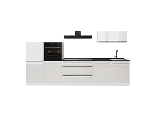 Vicco cuisine, blanc haute brillanceblanc, 340cm plan de travail anthracite