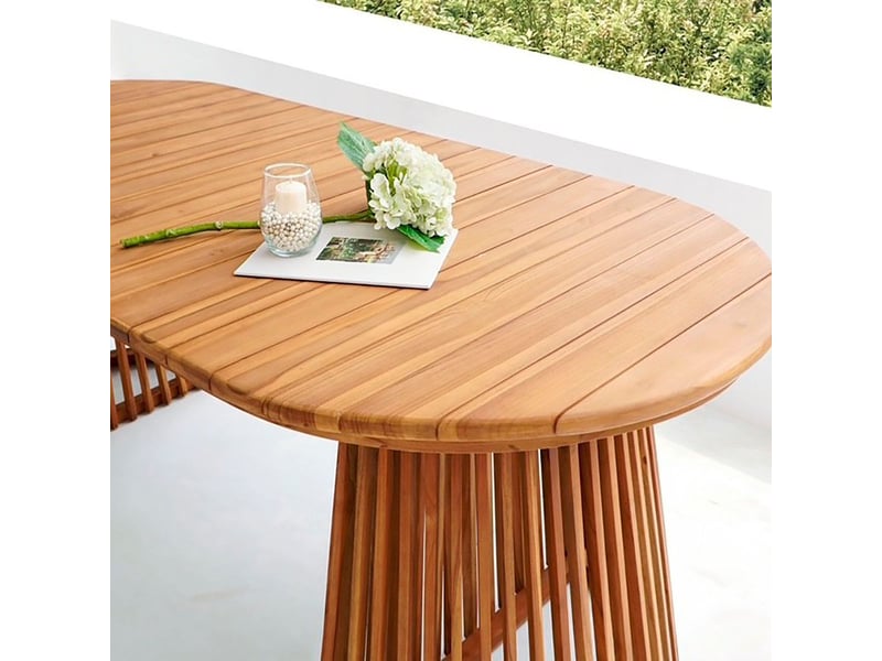 Table de jardin ovale 200cm en teck massif pieds ajourés - liricia LIRICIA - Conforama B