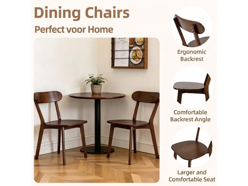 Chaise de salle à manger, en bois massif, bois foncé cao-W5901P521791-conf-NEW - Conforama C