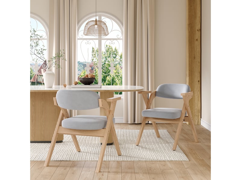 6 chaises pliantes en bois massif avec coussins velours beige – confort salle à manger et café - Conforama C