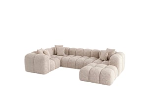 Canapé nuage en u convertible en bouclette beige - alba - morphea