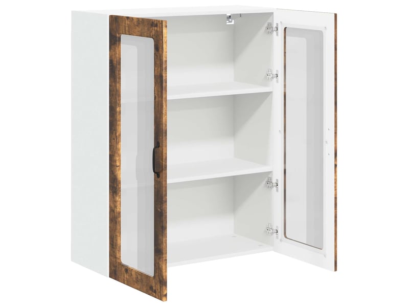  Meuble mural de cuisine, cabinet en verre mural chêne fumé 80x31x100cm shl2021  - Conforama E