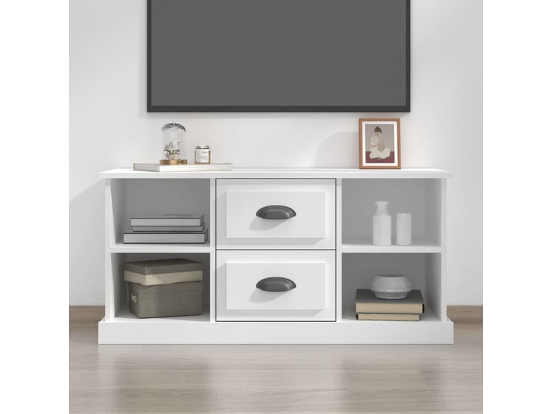  Meuble tv - banc tv - meuble de rangement blanc 99,5x35,5x48 cm bois d'ingénierie  - Conforama B