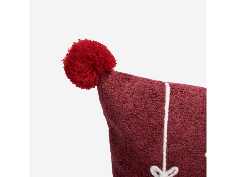  Coussin décoratif brodé déhoussable sylwen - rouge  - Conforama D