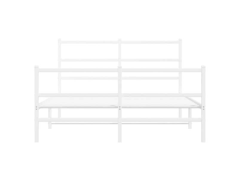  Lit double- lit adulte -  cadre de lit métal sans matelas et pied de lit blanc 140x200 cm  - Conforama D