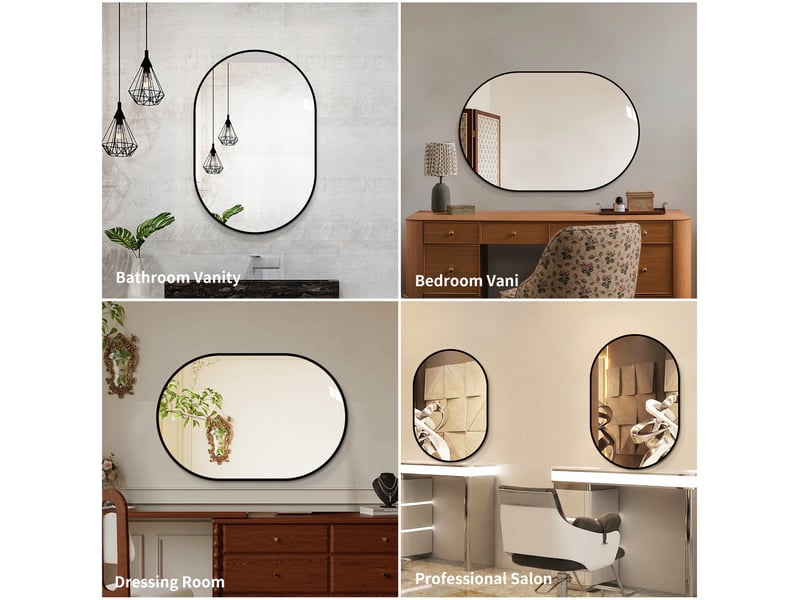  Miroir mural en arche avec cadre en aluminium noir 60 x 120 cm W3700P436499 - Conforama D