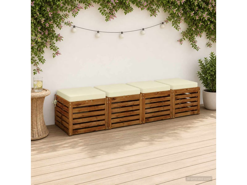 Lot de 4 coussins de siège, coussins d'assise soest 100 % polyester crème cf60377 - Conforama B