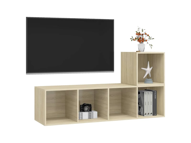  Ensemble de meubles tv 2 pcs chêne sonoma bois d'ingénierie shl79420  - Conforama C