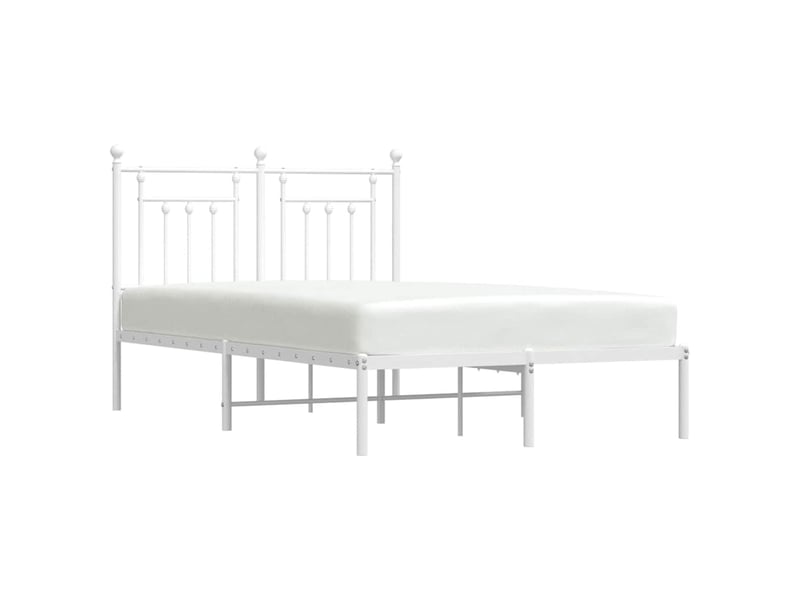  Lit double- lit adulte -  cadre de lit métal sans matelas et tête de lit blanc 120x190 cm  - Conforama D