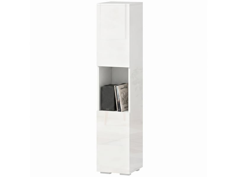 Meuble tv étroit avec 5 étagères réglables, blanc - Conforama B