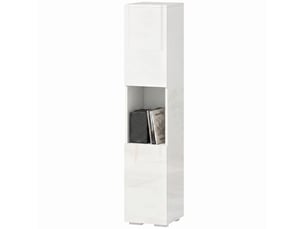 Meuble tv étroit avec 5 étagères réglables, blanc