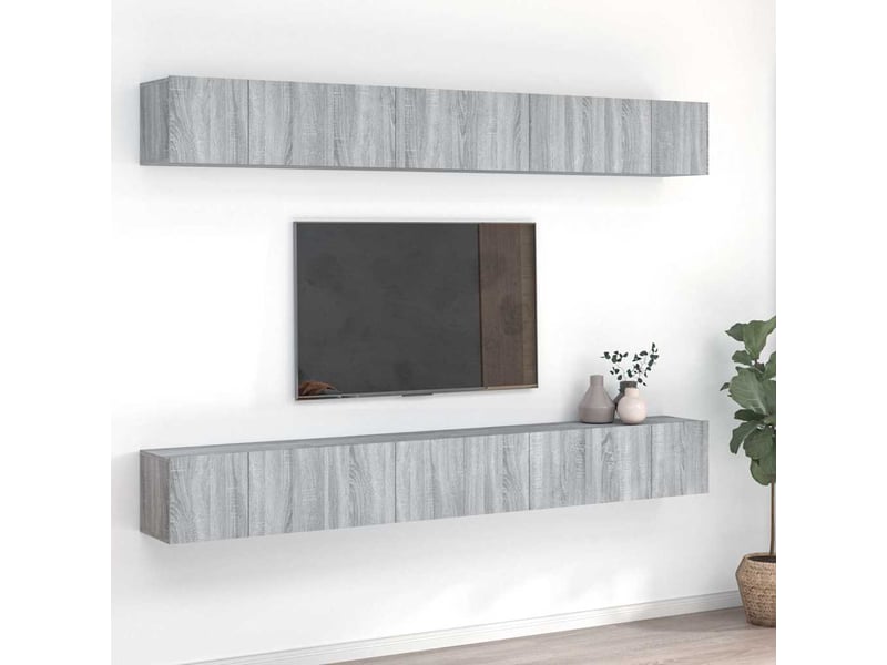  Meubles tv - banc tv - meuble de rangement 8 pcs sonoma gris 60x30x30 cm bois d'ingénierie  - Conforama B
