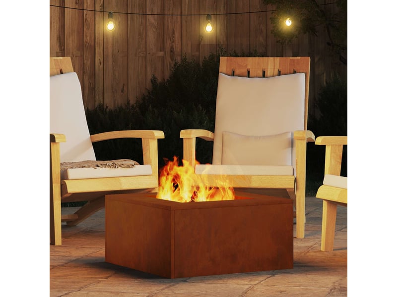  Brasero exterieur, foyer rouillé 60x60x30 cm acier patiné shl69430  - Conforama D