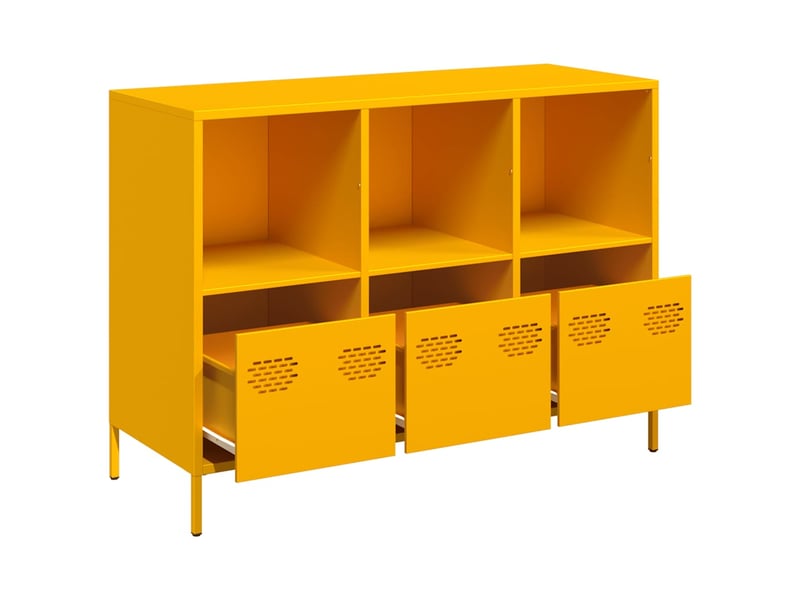  Buffet - bahut - meuble de rangement jaune moutarde 101,5x39x73,5 cm acier laminé à froid  - Conforama D
