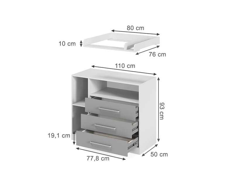  Vicco commode à langer, blancgris, 110x93cm  - Conforama B