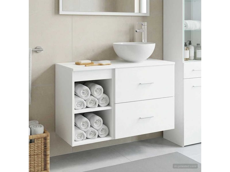  Ensemble de mobilier de salle de bain 2 pc blanc cf63979  - Conforama B