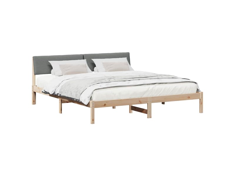  Lit double- lit adulte -  cadre de lit avec tête de lit marron et gris foncé 200 x 200 cm  - Conforama B