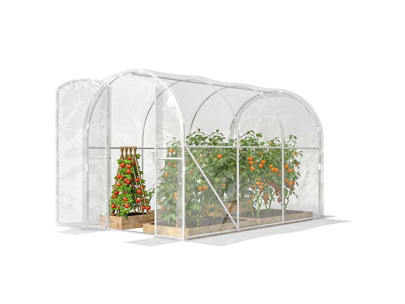  Serre de jardin tunnel 3 x 2 x 2 m 6 m² avec porte à charnières bâche en pe 150 gm² pour légumes plantes fleurs  - Conforama B
