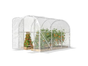 Serre de jardin tunnel 3 x 2 x 2 m 6 m² avec porte à charnières bâche en pe 150 gm² pour légumes plantes fleurs