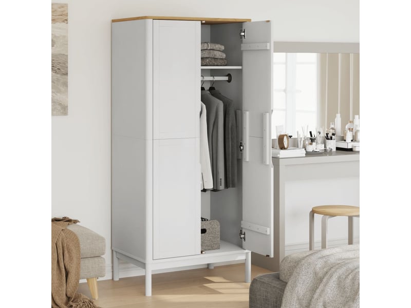  Garde-robe chambre, armoire de rangement floro blanc 77x53x171 cm bois massif de pin  - Conforama C