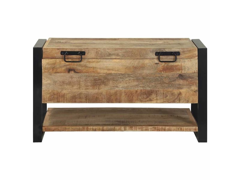  Boîte de rangement, coffre de rangement avec stockage marron bois de manguier massif  - Conforama E