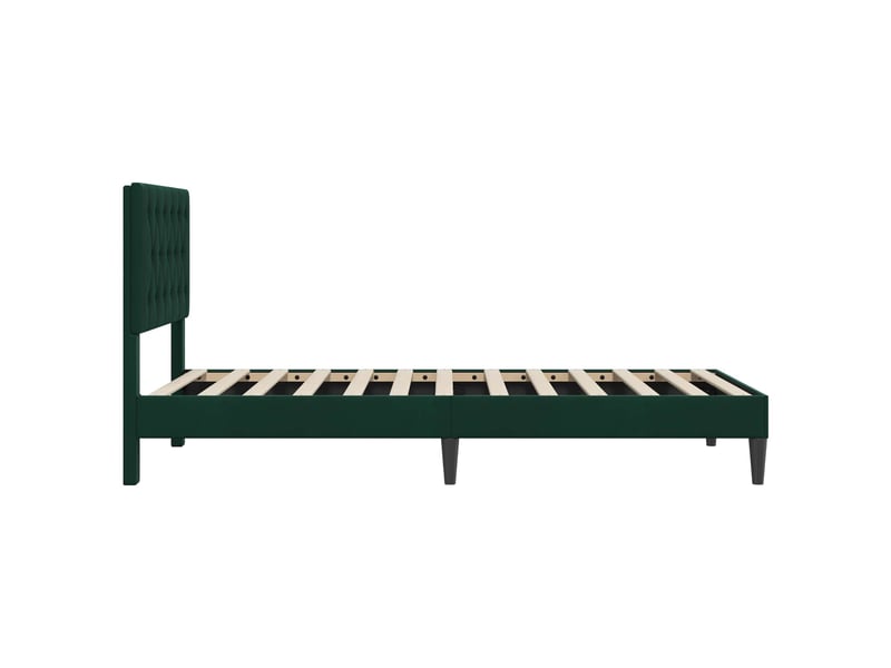  Lit simple- lit adulte -  cadre de lit avec tête de lit vert foncé 100 x 200 cm velours  - Conforama D
