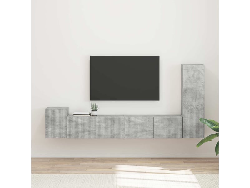  Ensemble meuble tv - banc tv - meuble de rangement 3 pcs gris béton bois d'ingénierie  - Conforama B