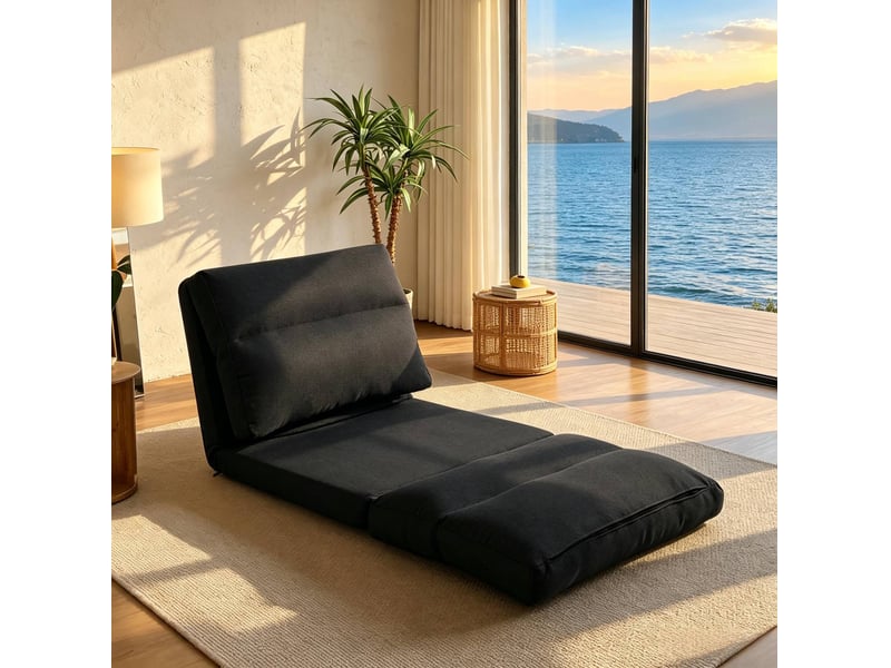 Fauteuil de sol convertible en couchage d’appoint, dossier réglable, en polyester  - Conforama B